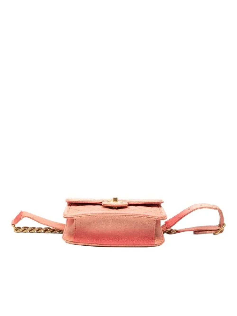 Chanel Quilted CC Logo Sunset on the Sea Waist Bag Pink Caviar Leather